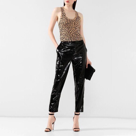 NWT RtA black metallic sheen “tinsel”-look and feel velvet-like tailored trouser - Picture 2 of 16
